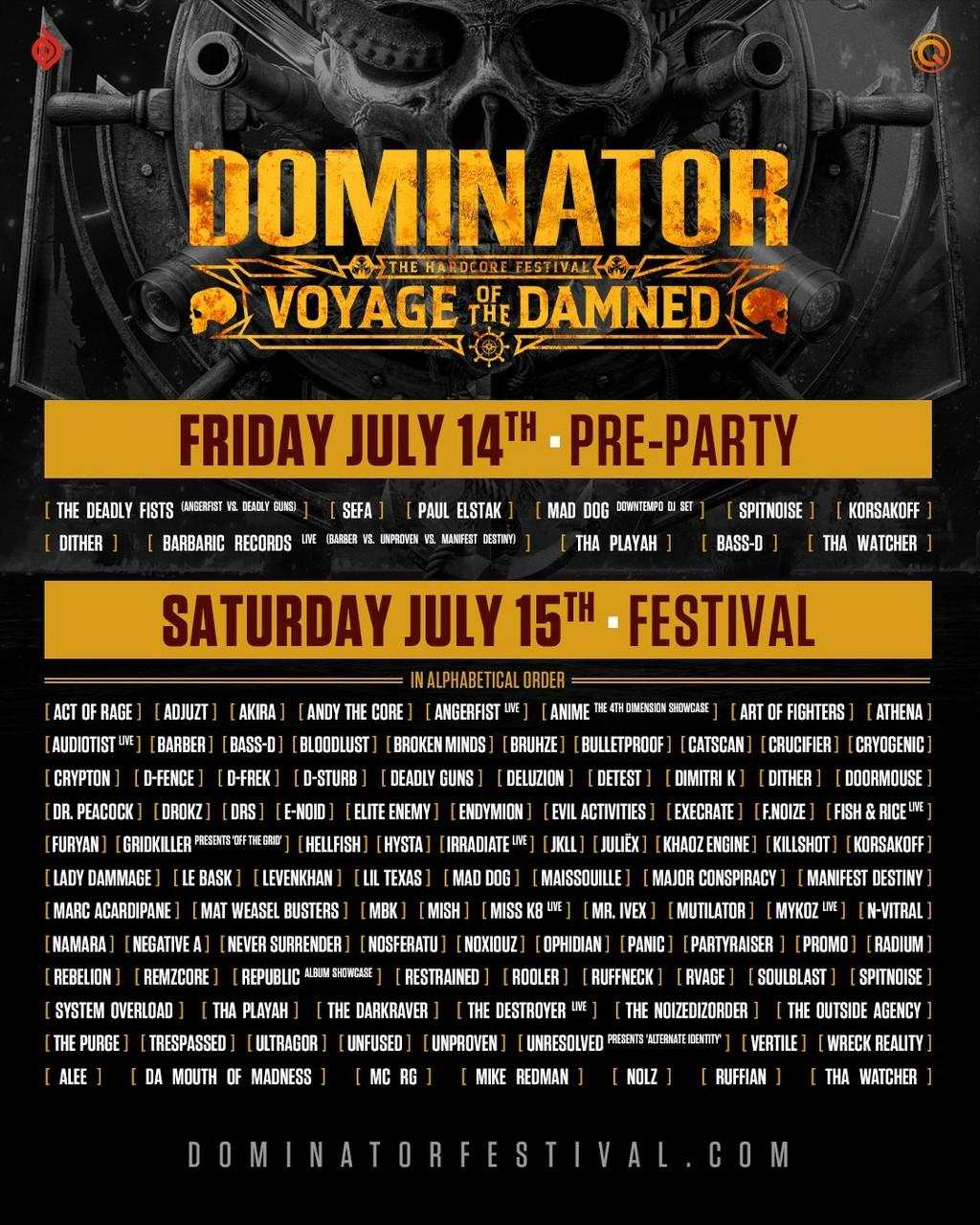 Lineup Poster Dominator Festival 2023