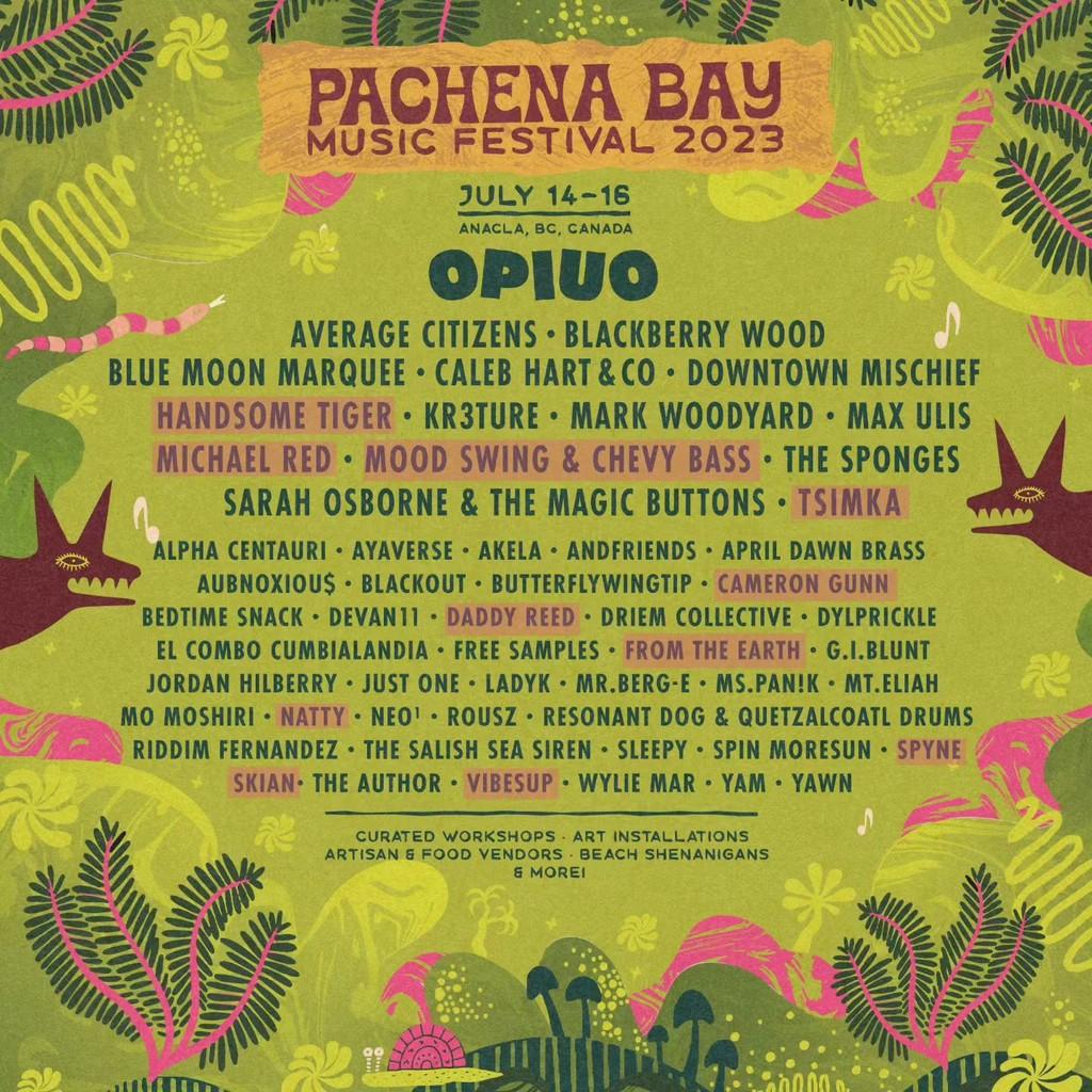 Lineup Poster Pachena Bay Music Festival 2023