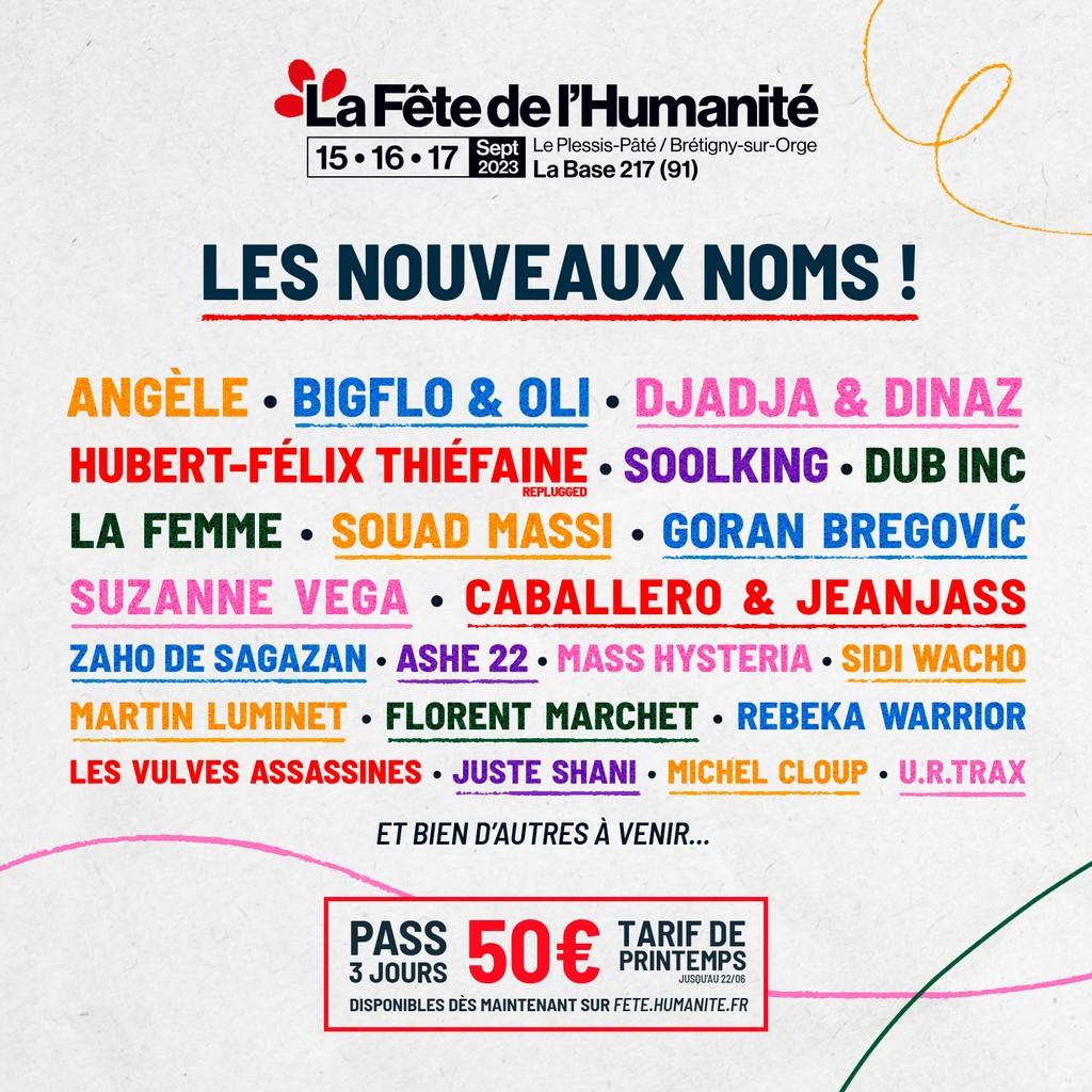 Lineup Poster Fête de l'Humanité 2023