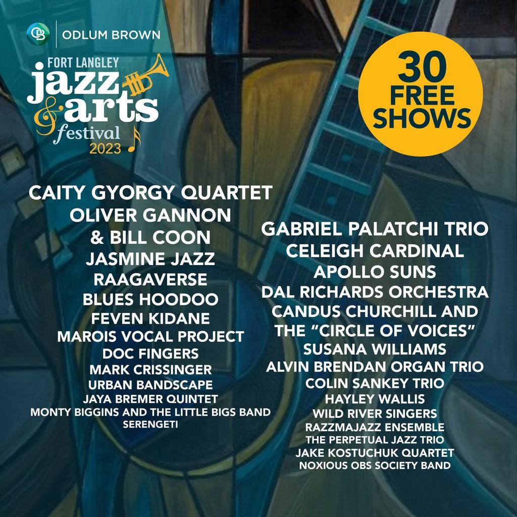 Lineup Poster Fort Langley Jazz & Arts Festival 2023