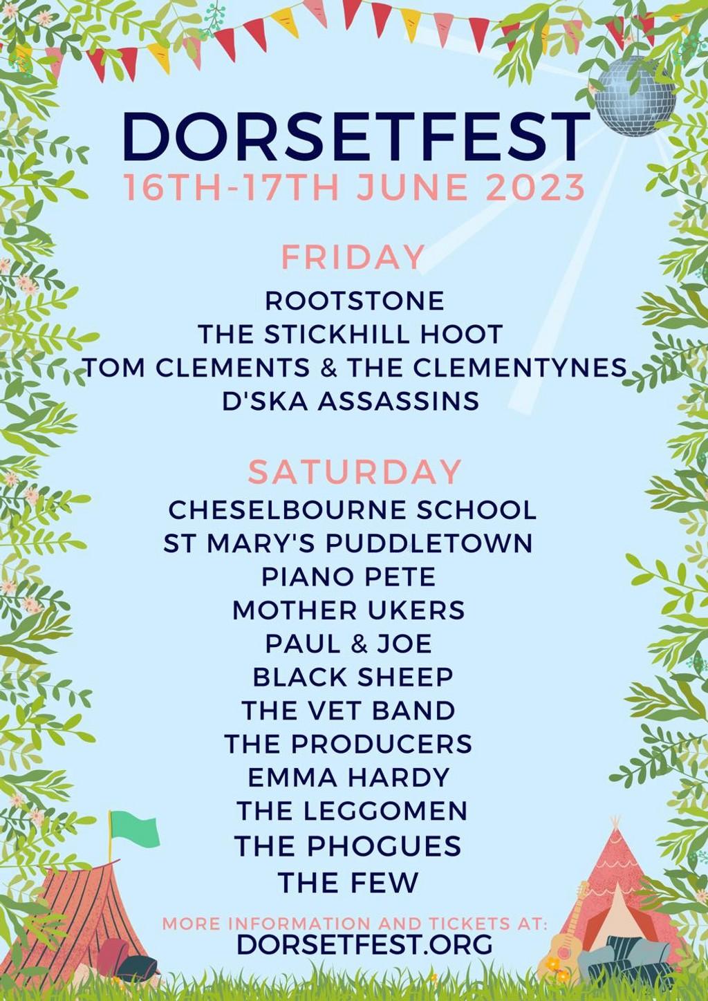 Lineup Poster DorsetFest 2023