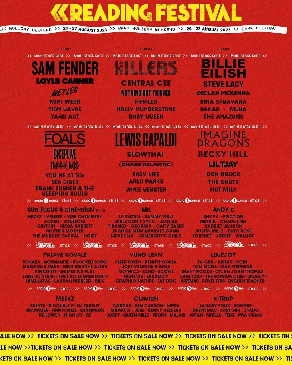 Lineup Poster Reading Festival 2023