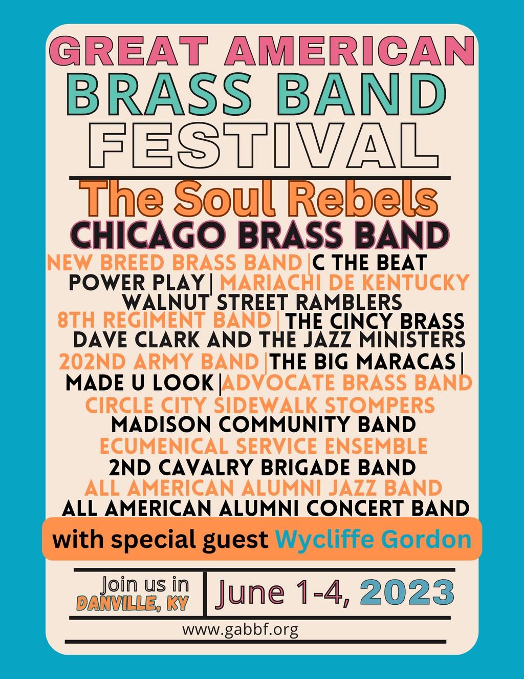 Lineup Poster Great American Brass Band Festival 2023