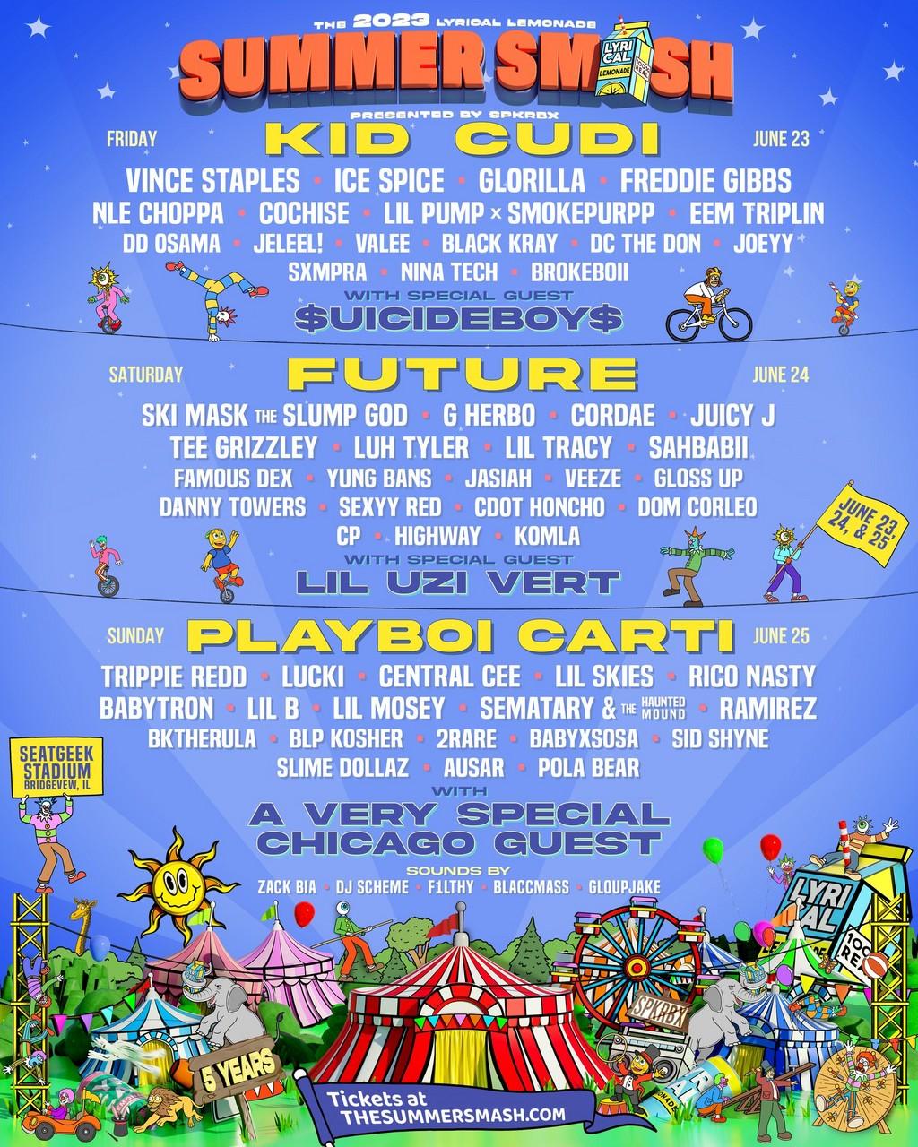 Lineup Poster The Lyrical Lemonade Summer Smash Festival 2023