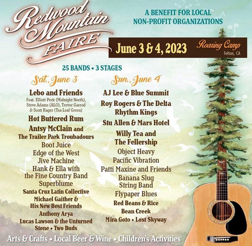 Lineup Poster Redwood Mountain Faire 2023