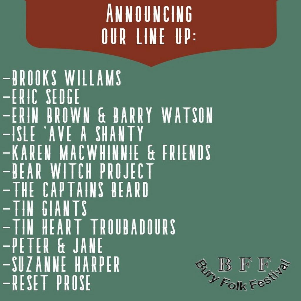 Lineup Poster Bury Folk Festival 2023