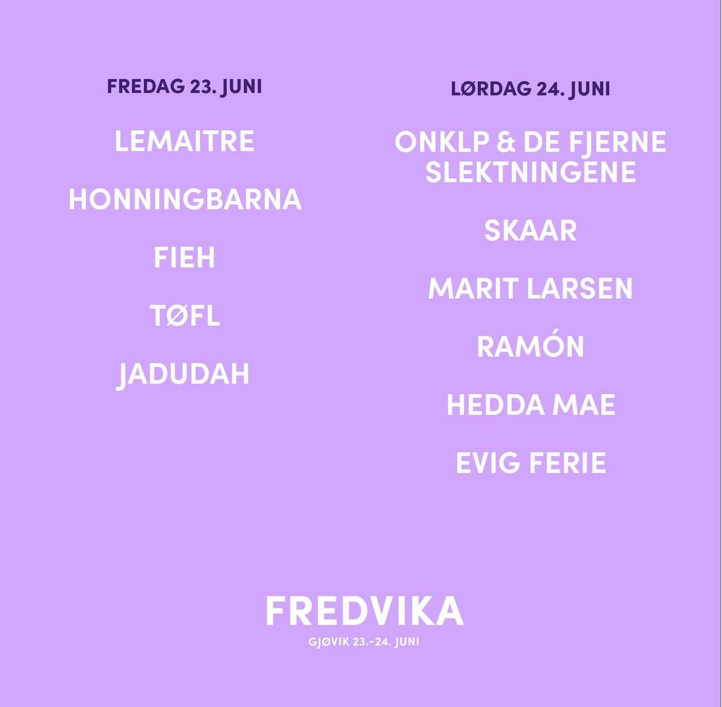 Lineup Poster Fredvikafestivalen 2023