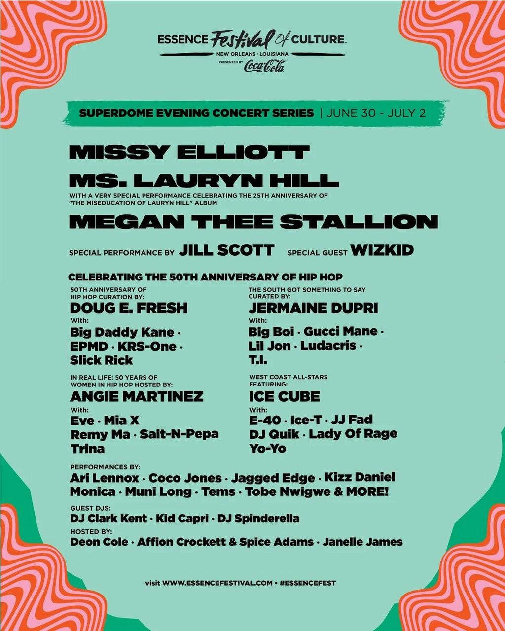 Lineup Poster Essence Festival of Culture 2023