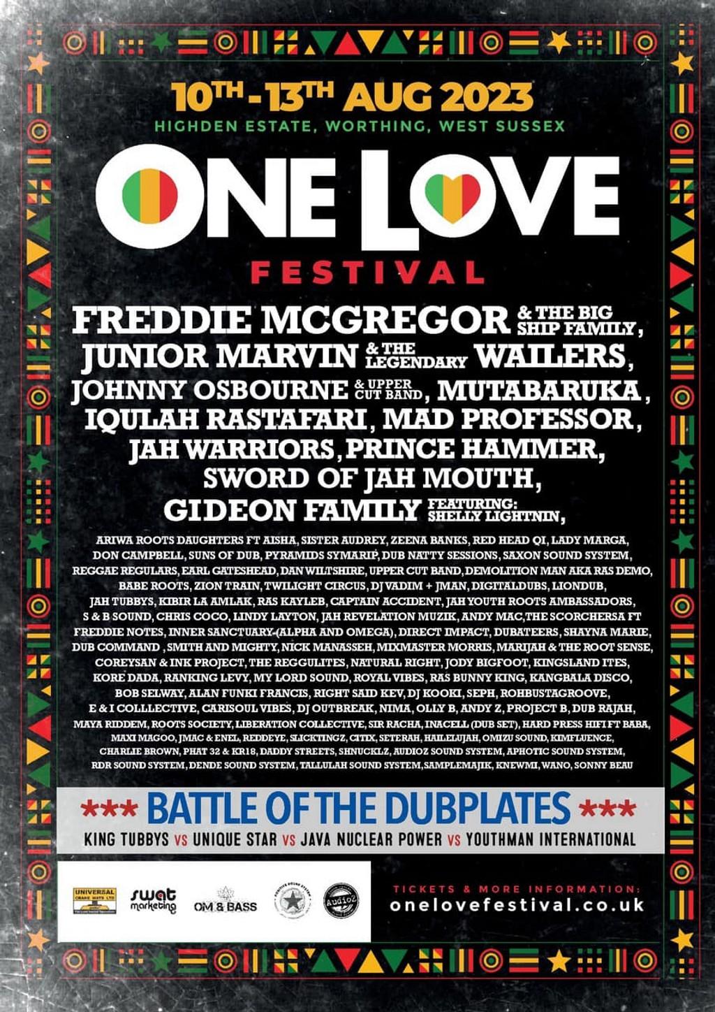 Lineup Poster One Love Festival UK 2023