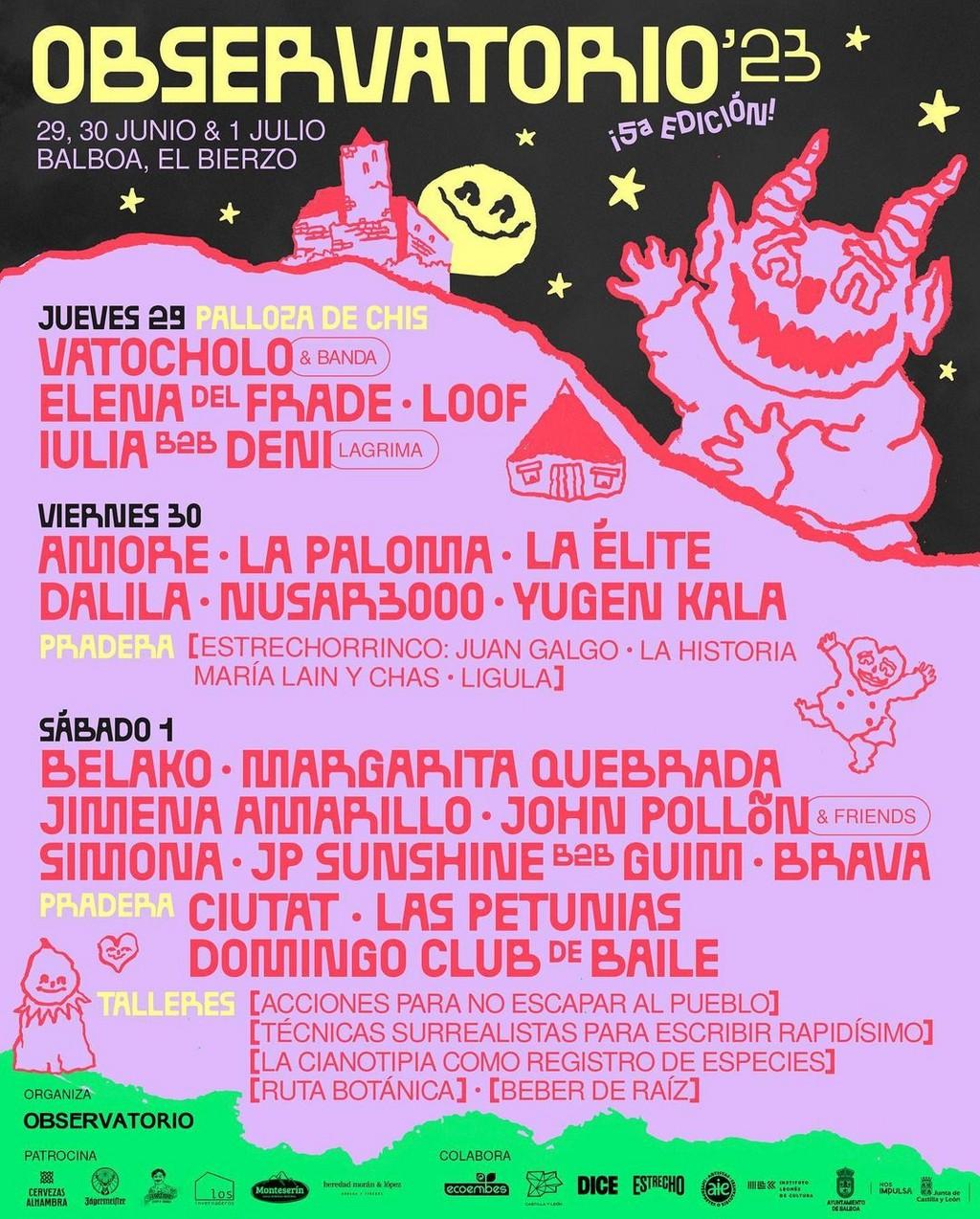 Lineup Poster Observatorio Festival 2023