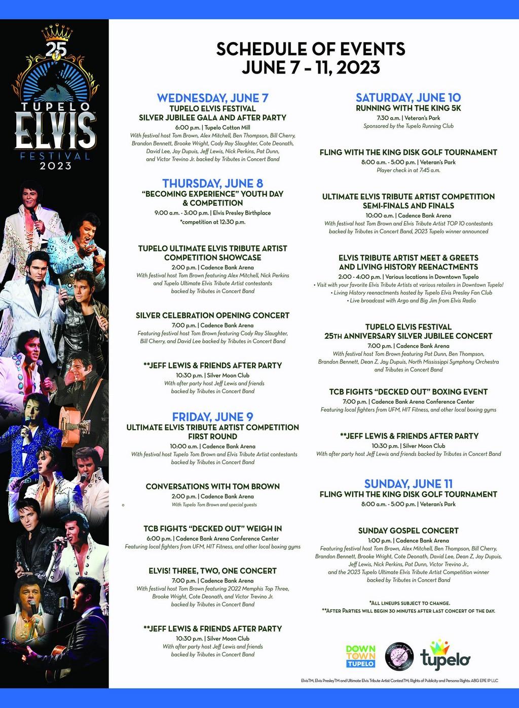 Lineup Poster Tupelo Elvis Festival 2023