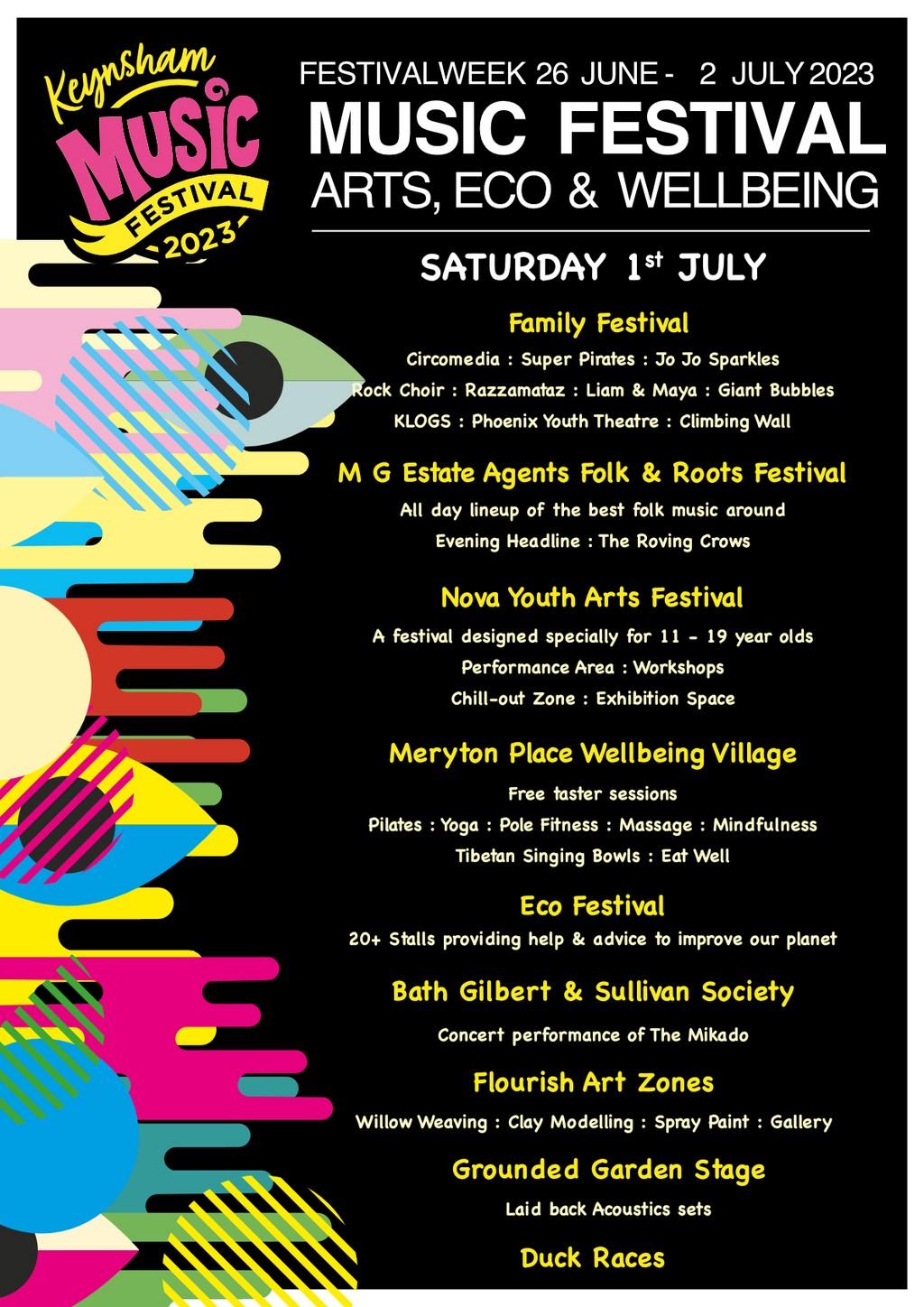 Lineup Poster Keynsham Music Festival 2023