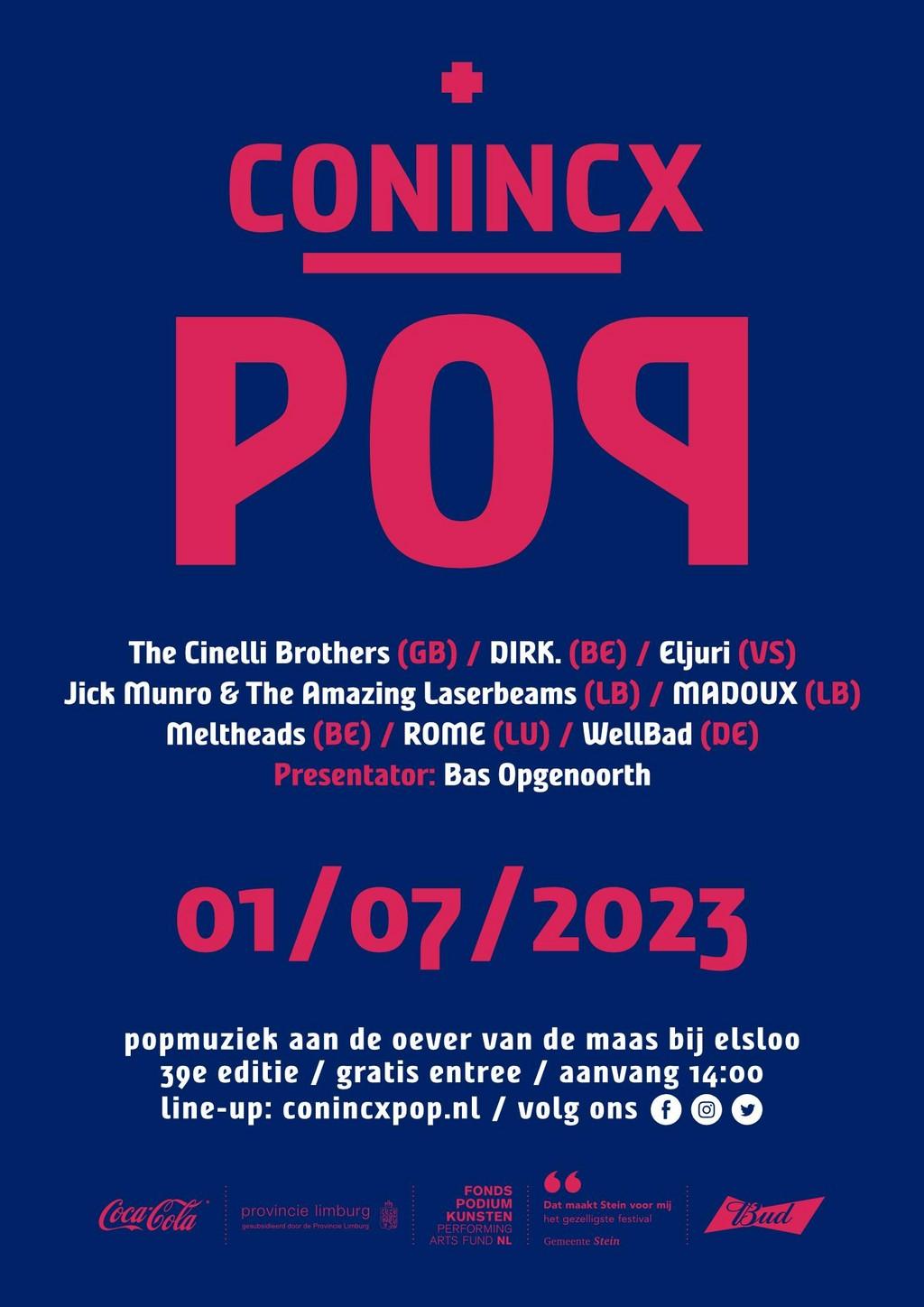 Lineup Poster Conincx Pop 2023