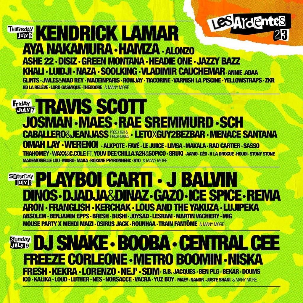 Lineup Poster Les Ardentes 2023