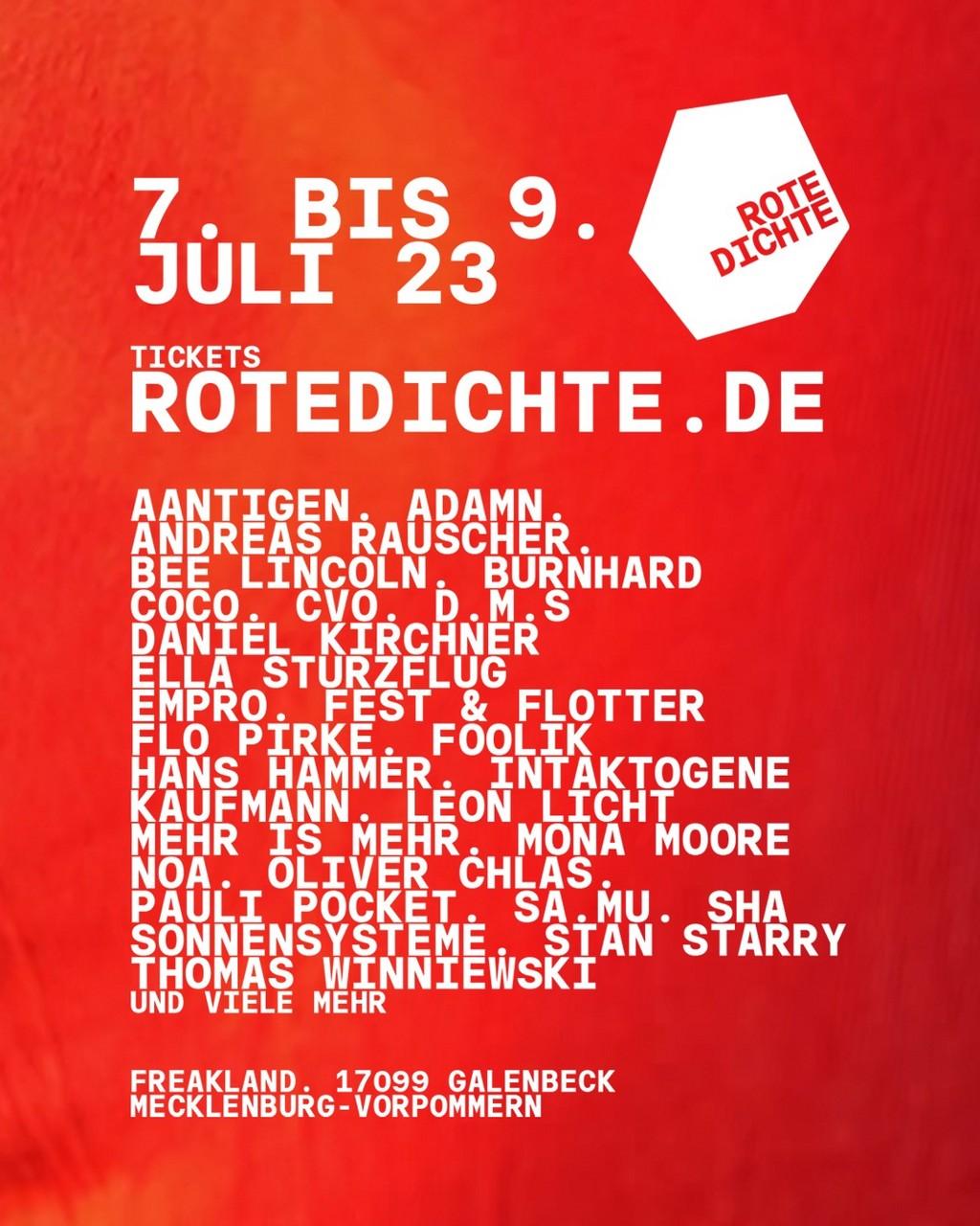 Lineup Poster Rote Dichte 2023
