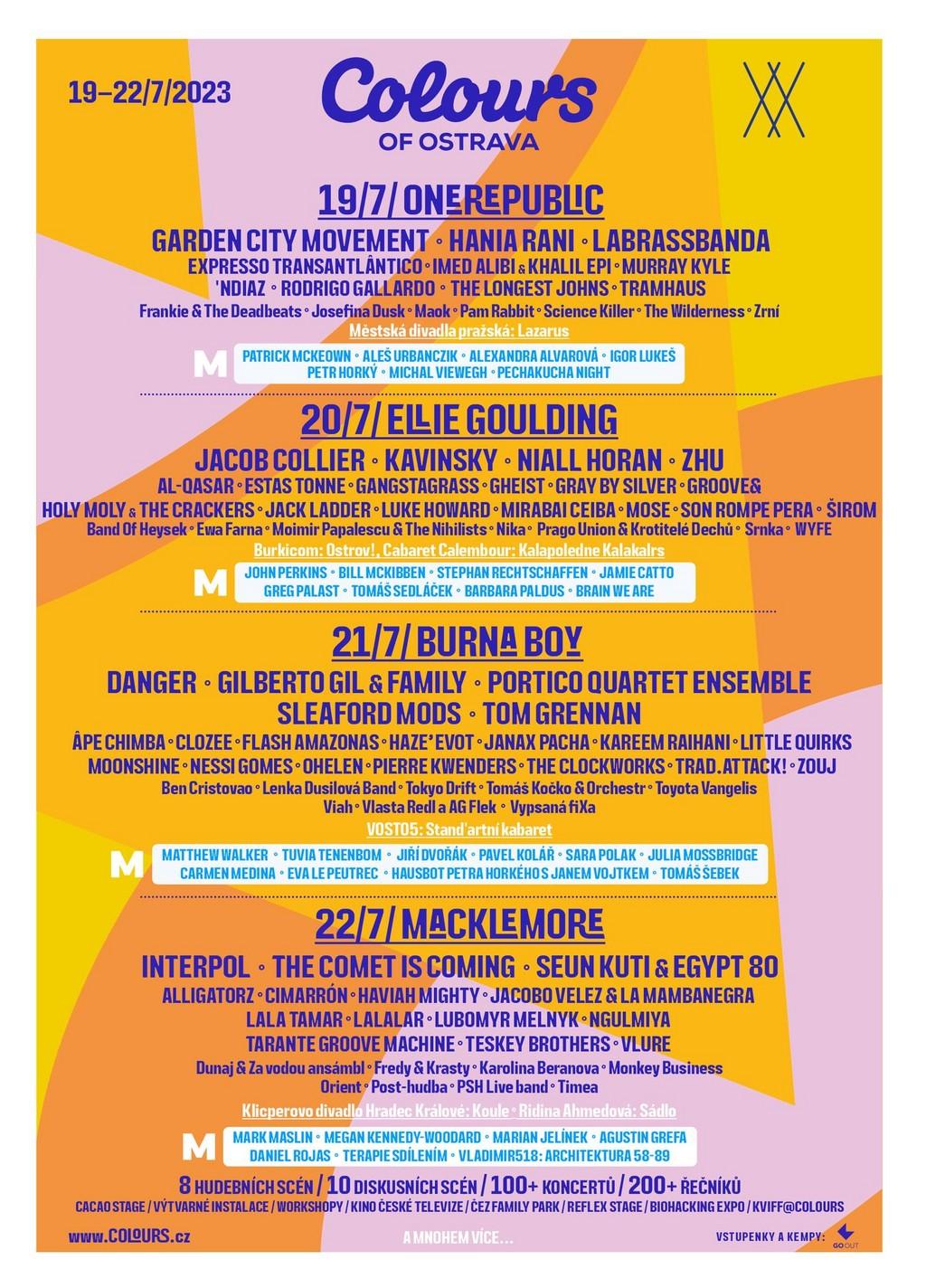 Lineup Poster Colours Of Ostrava 2023