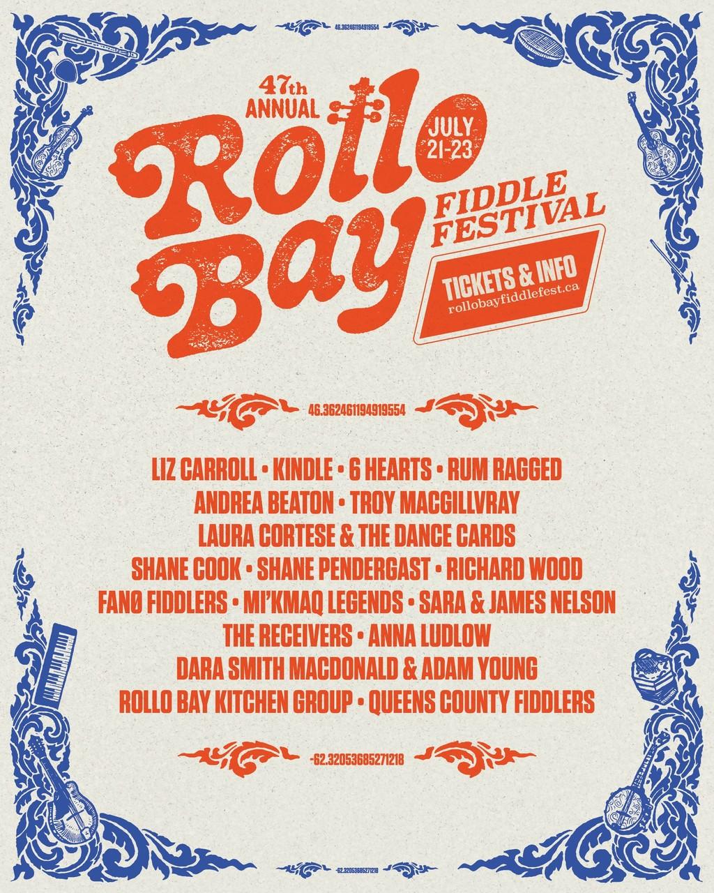 Lineup Poster Rollo Bay Fiddle Festival 2023