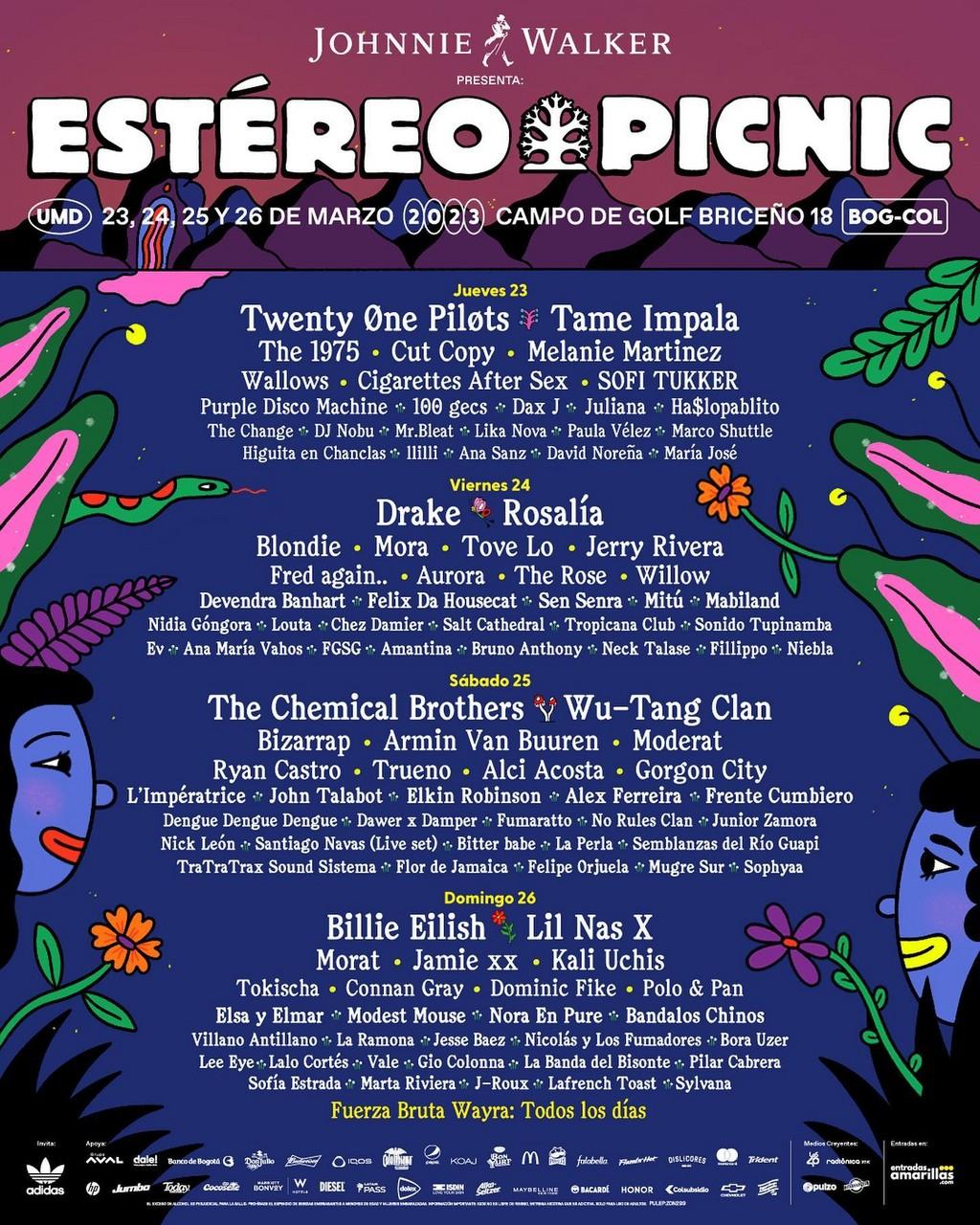 Lineup Poster Festival Estereo Picnic 2023