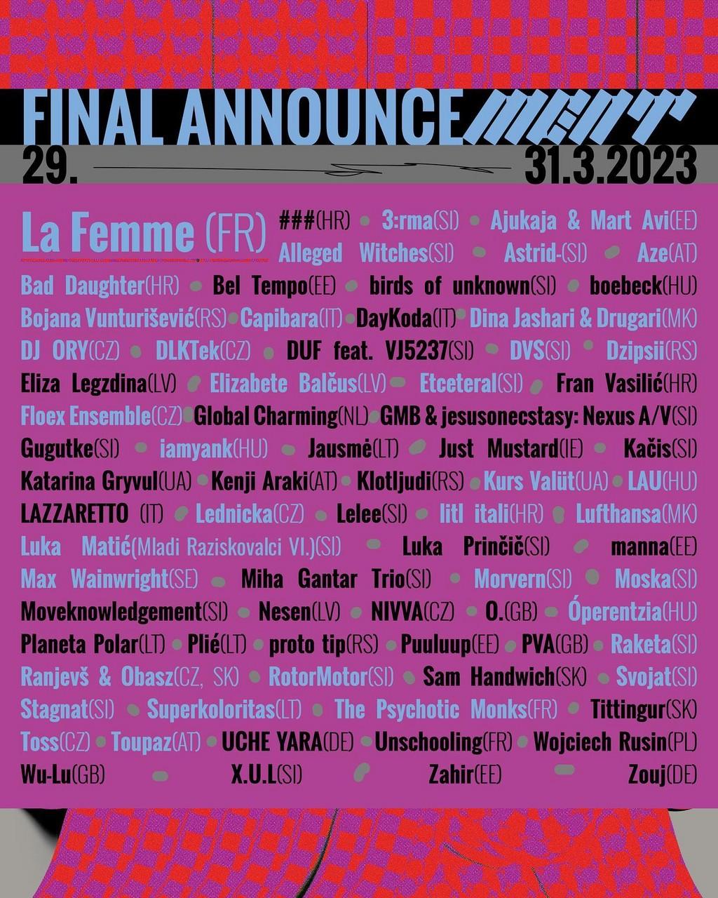 Lineup Poster MENT Ljubljana 2023