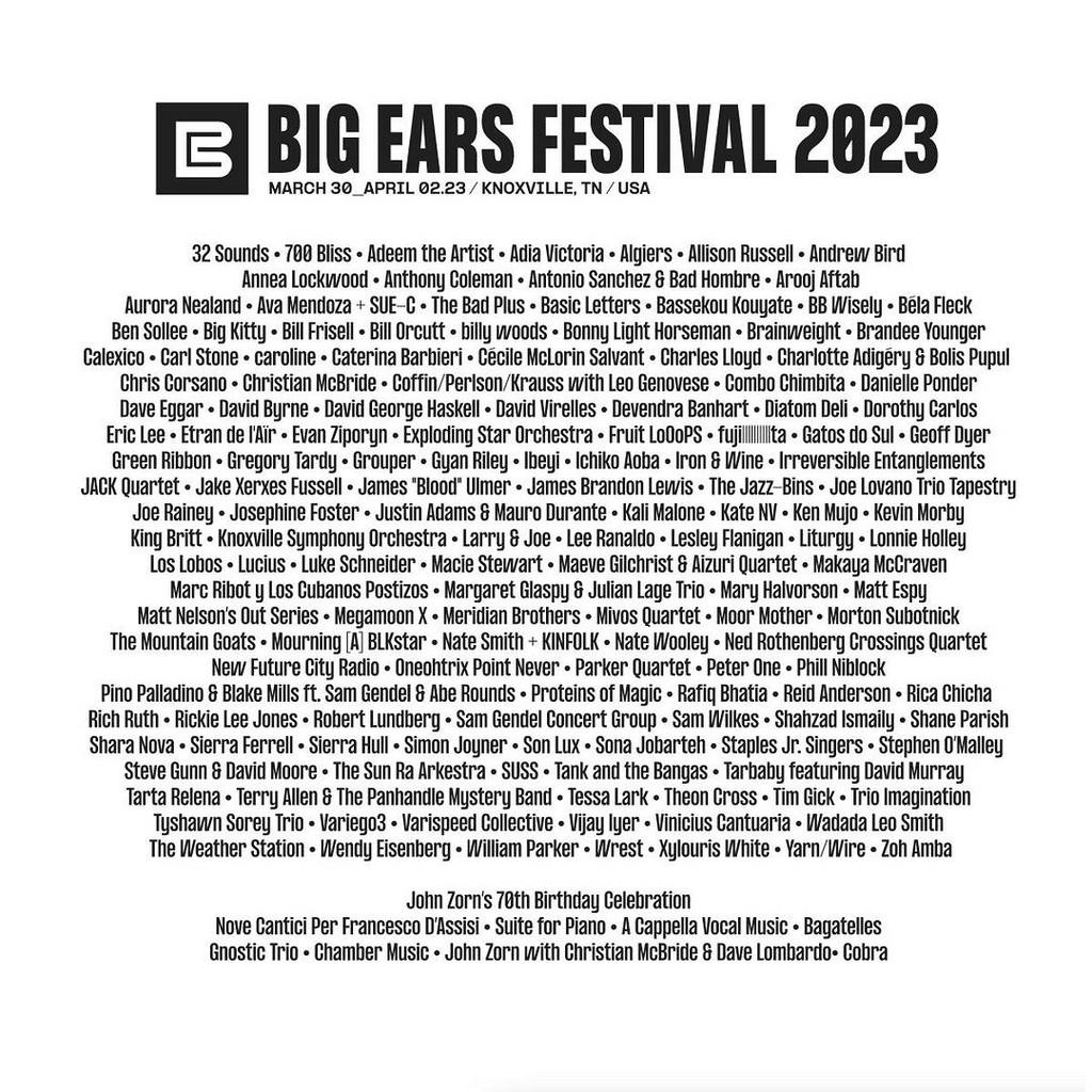 Lineup Poster Big Ears Festival 2023