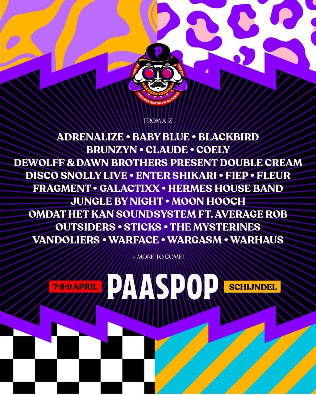 Lineup Poster Paaspop Festival 2023