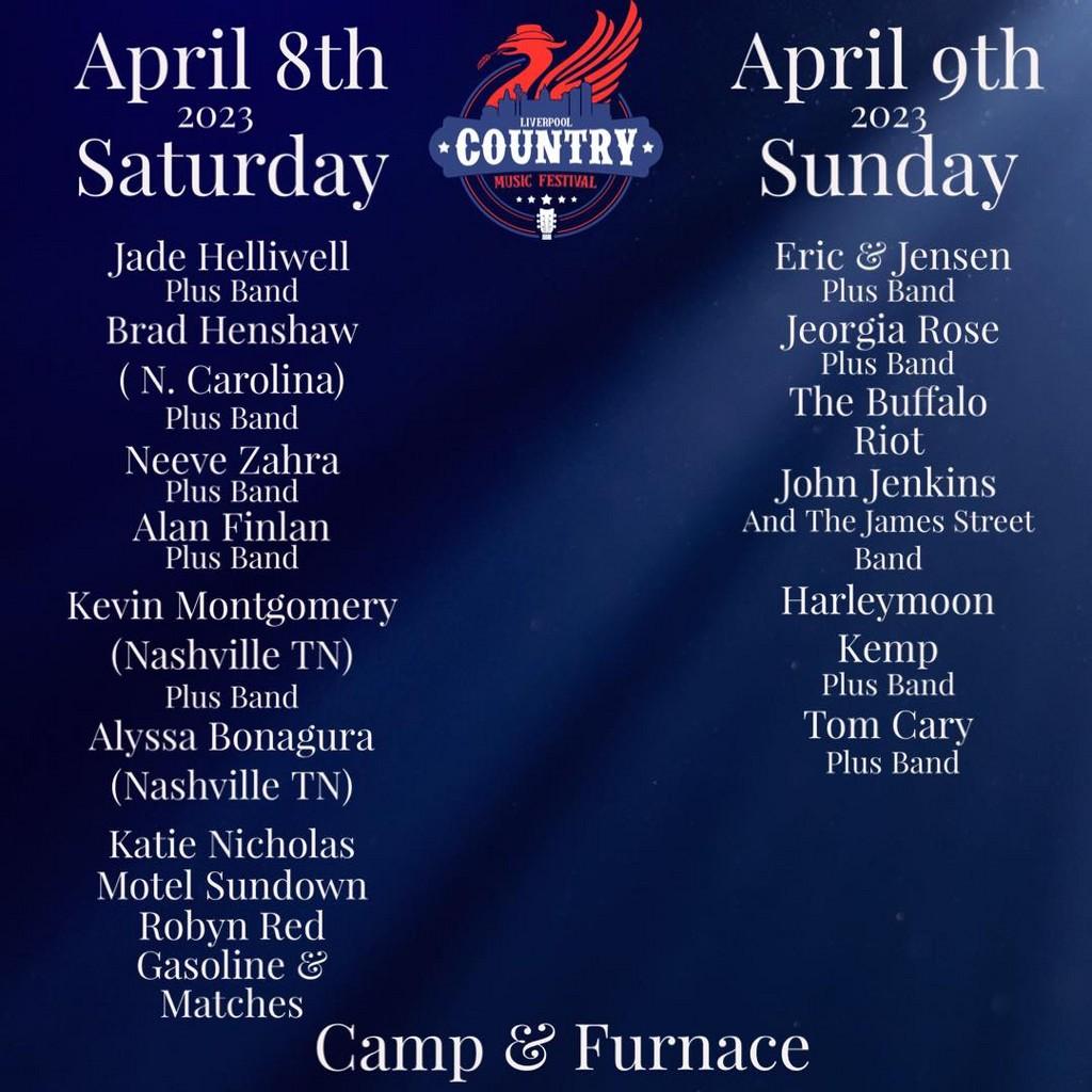 Lineup Poster Liverpool Country Music Festival 2023