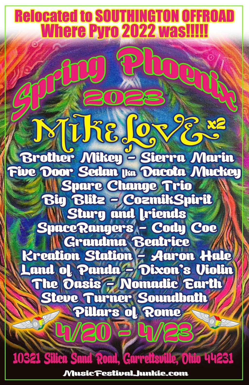 Lineup Poster Spring Phoenix Rising Festival 2023