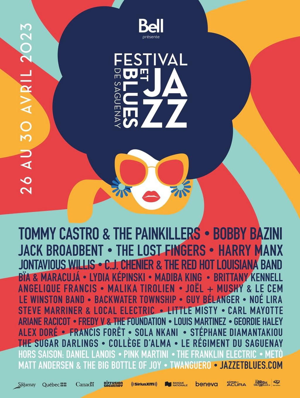 Lineup Poster Festival Jazz & Blues De Saguenay 2023