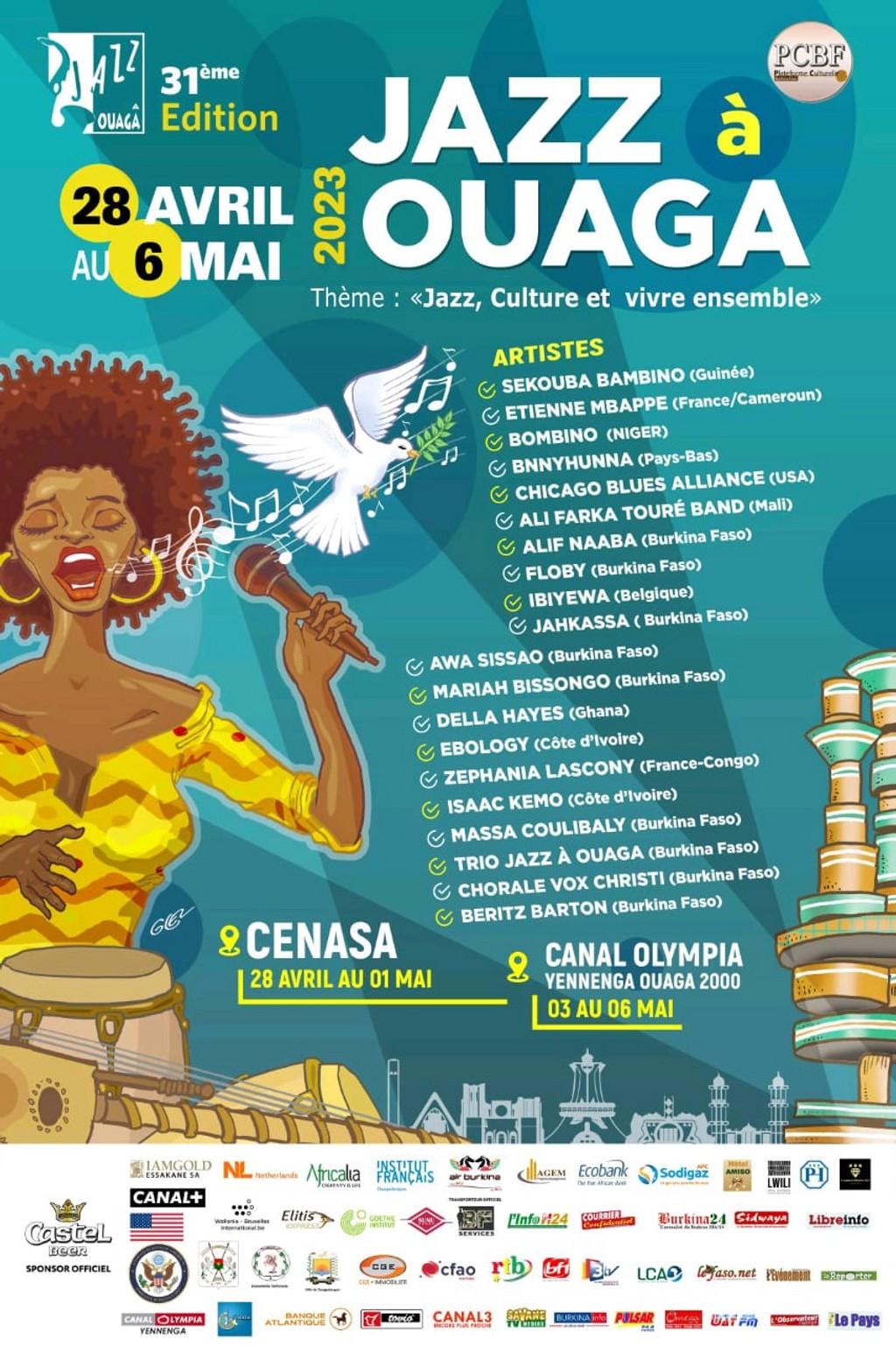 Lineup Poster Festival Jazz a Ouaga 2023