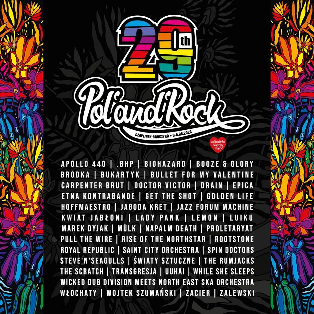 Lineup Poster Pol'and'Rock Festival 2023