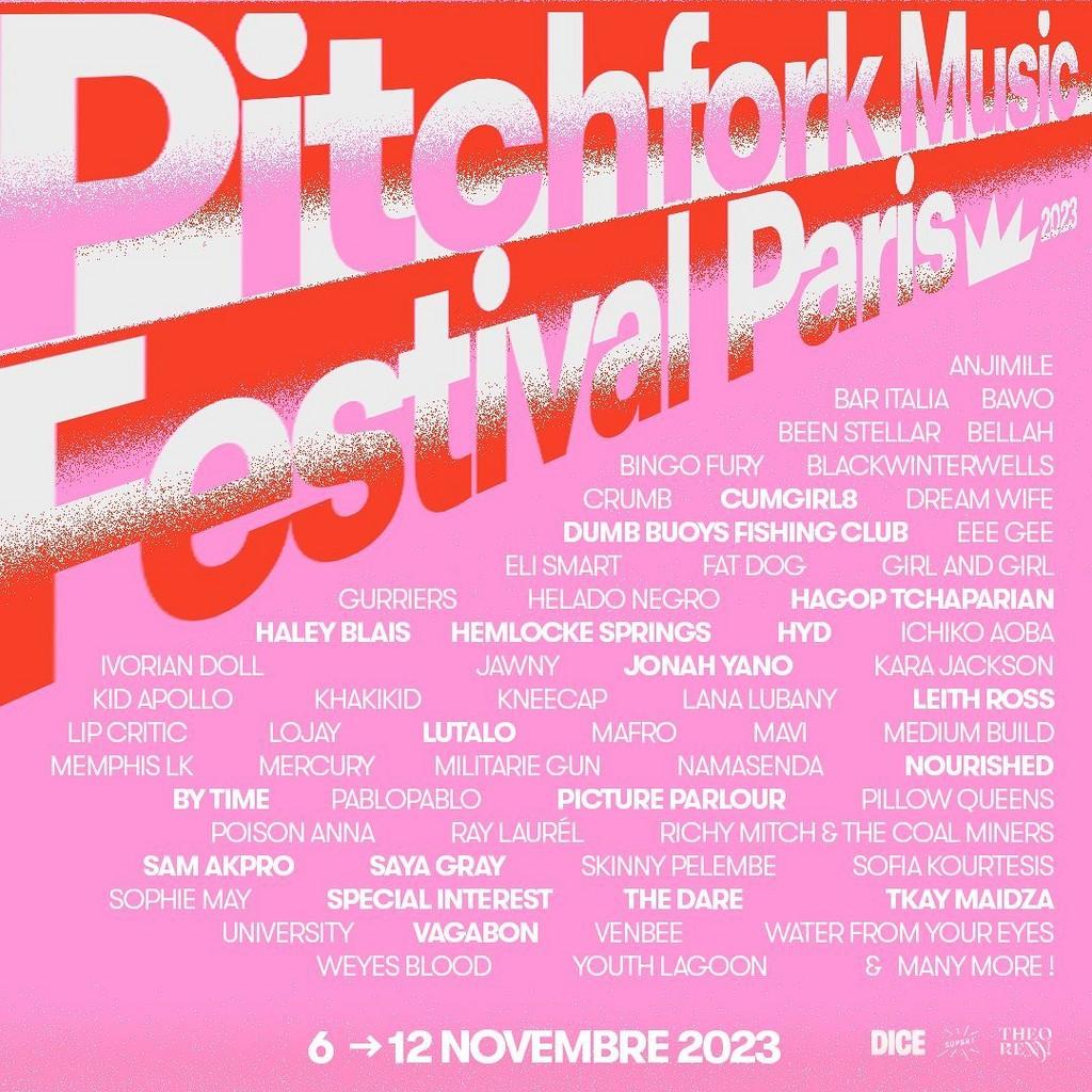 Lineup Poster Pitchfork Music Festival Paris 2023