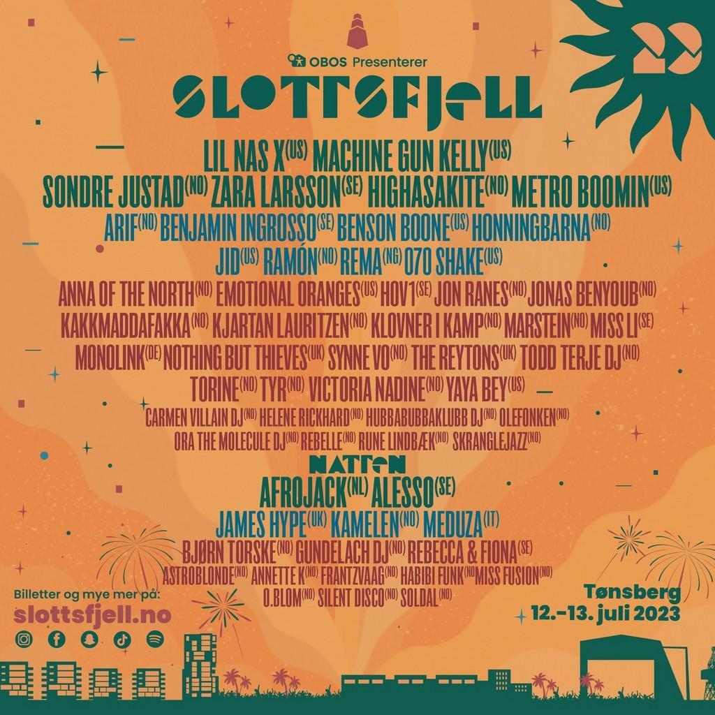 Lineup Poster Slottsfjell Festival 2023