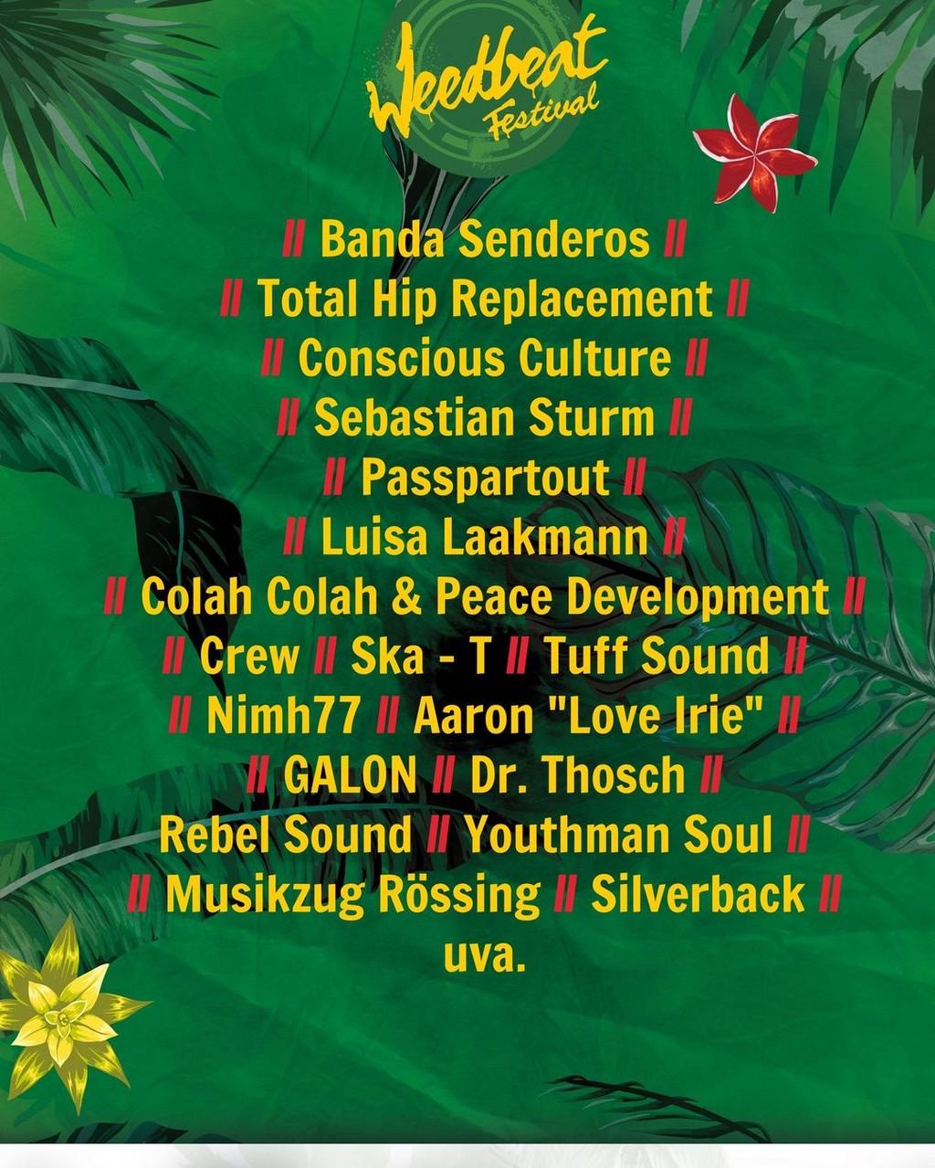 Lineup Poster Weedbeat Reggae Festival 2023