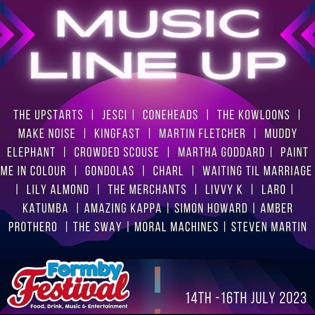 Lineup Poster Formby Festival 2023