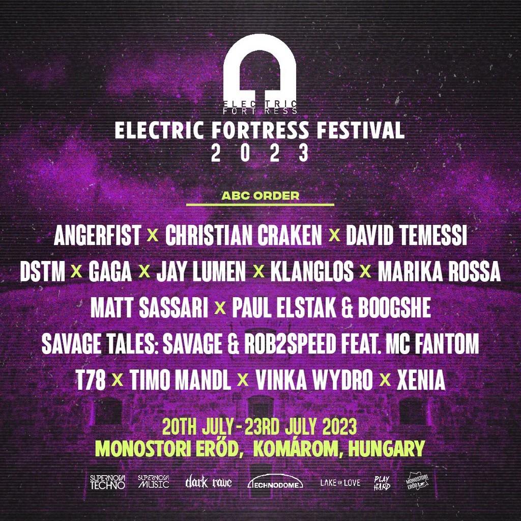 Lineup Poster Electric Fortress Festival 2023