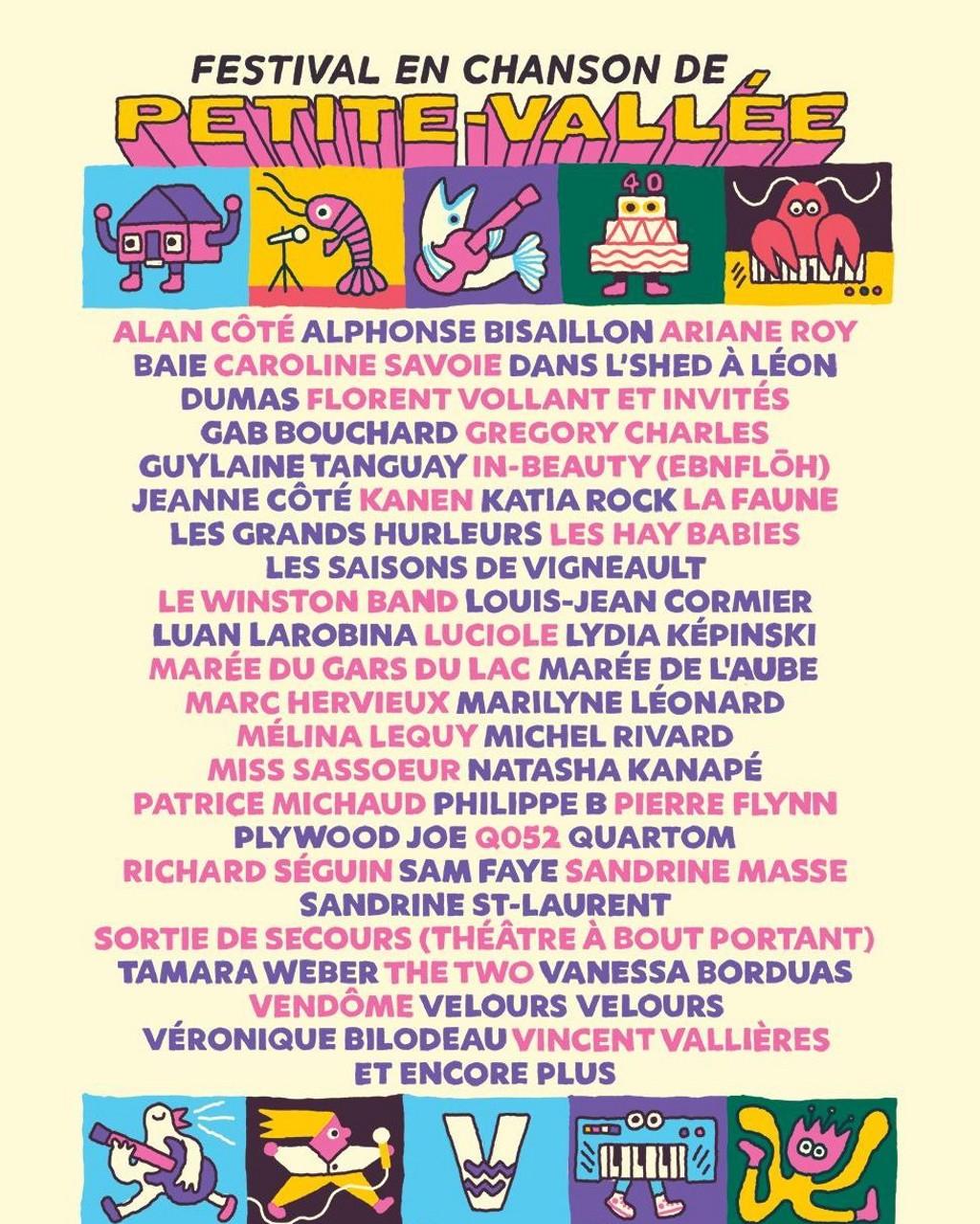 Lineup Poster Festival en chanson de Petite-Vallée 2023