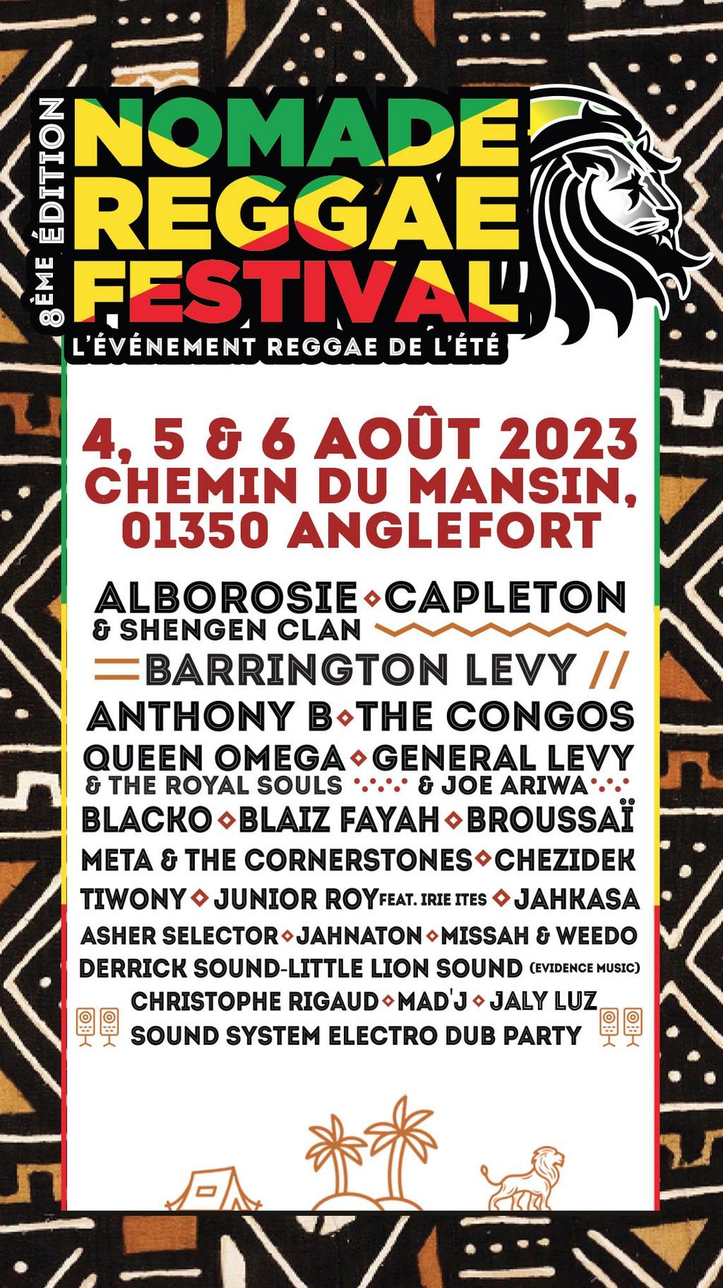 Lineup Poster Nomade Reggae Festival 2023