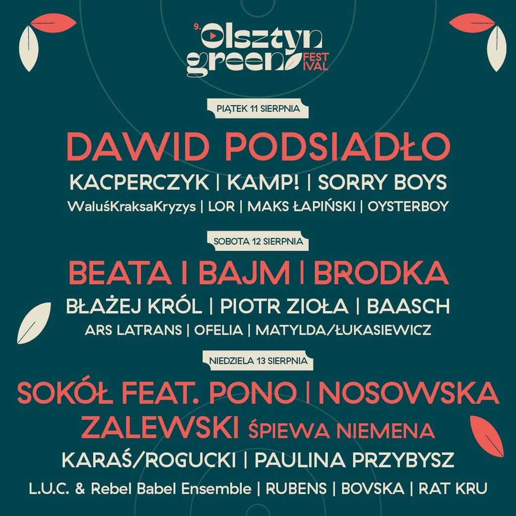 Lineup Poster Olsztyn Green Festival 2023