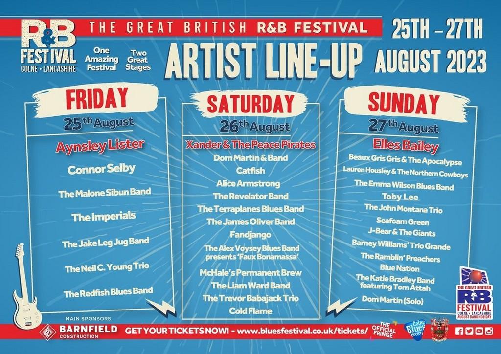 Lineup Poster Great British Rhythm & Blues Festival 2023