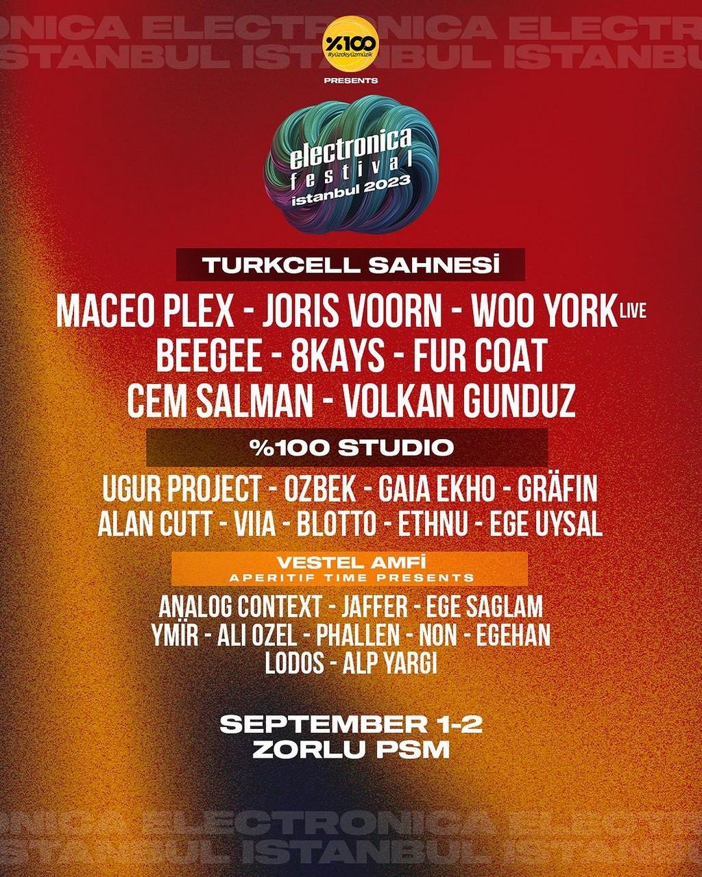 Lineup Poster Electronica Festival Istanbul 2023