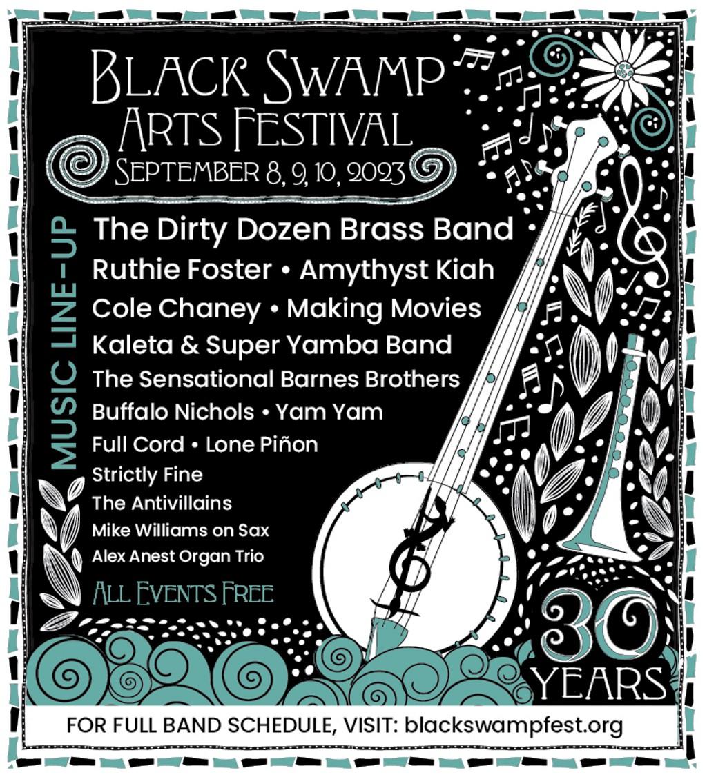 Lineup Poster Black Swamp Arts Festival 2023