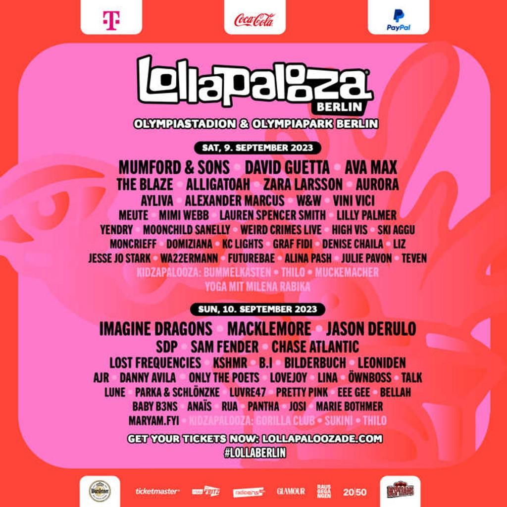 Lineup Poster Lollapalooza Berlin 2023