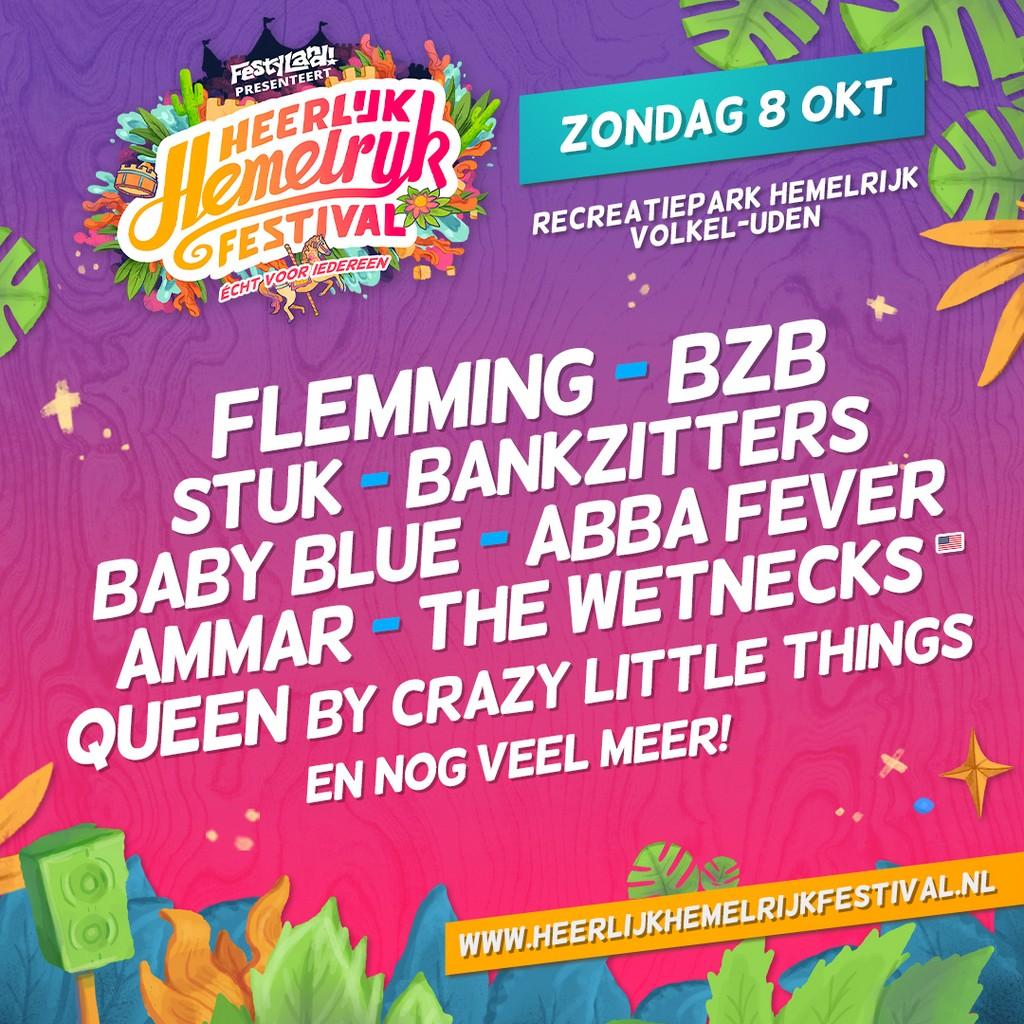 Lineup Poster Heerlijk Hemelrijk Festival 2023