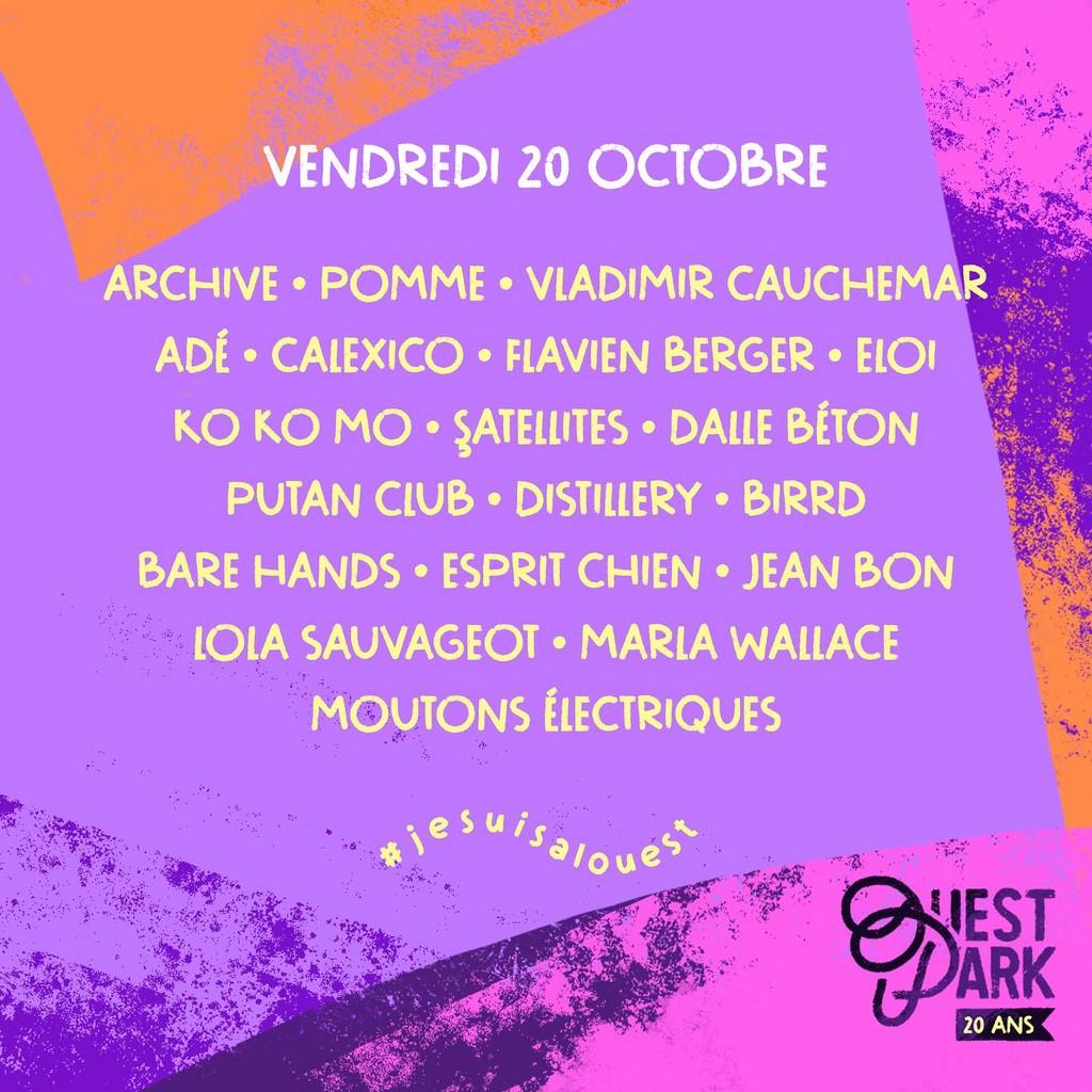 Lineup Poster Ouest Park Festival 2023