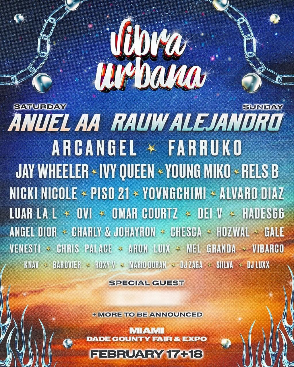 Lineup Poster Vibra Urbana Music Fest 2024