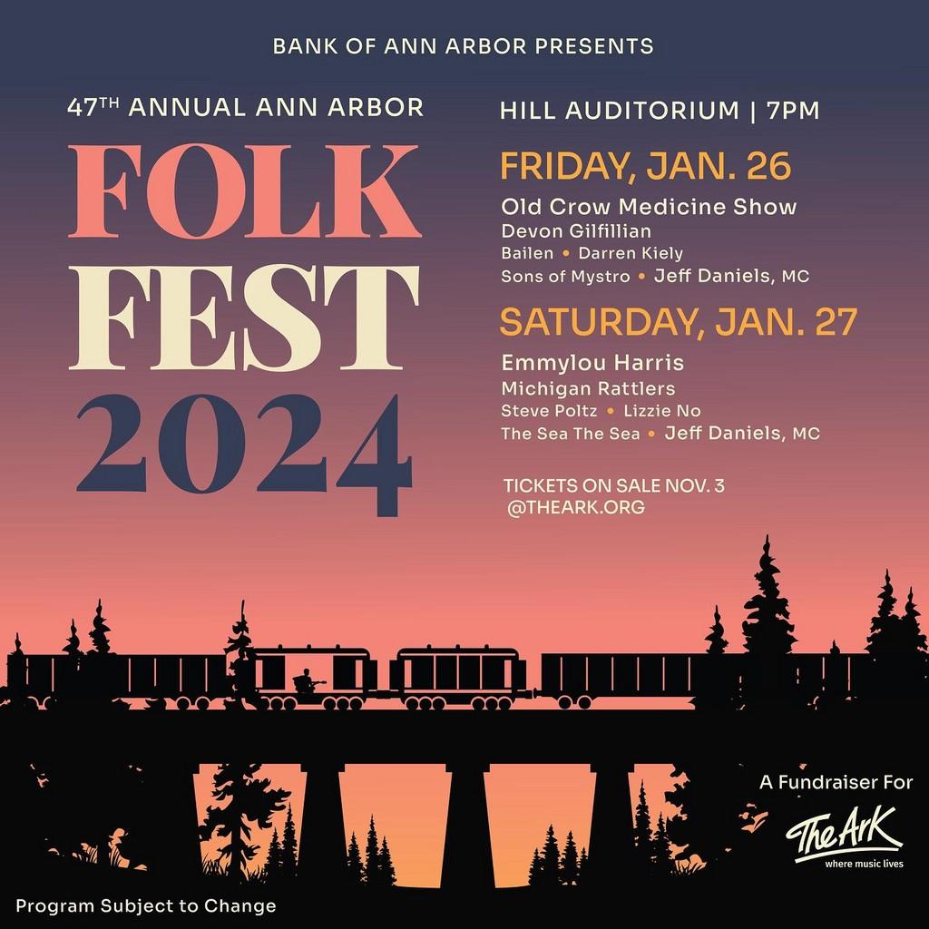 Lineup Poster Ann Arbor Folk Festival 2024