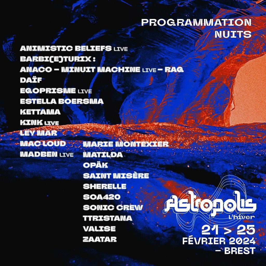 Lineup Poster Astropolis l'Hiver 2024