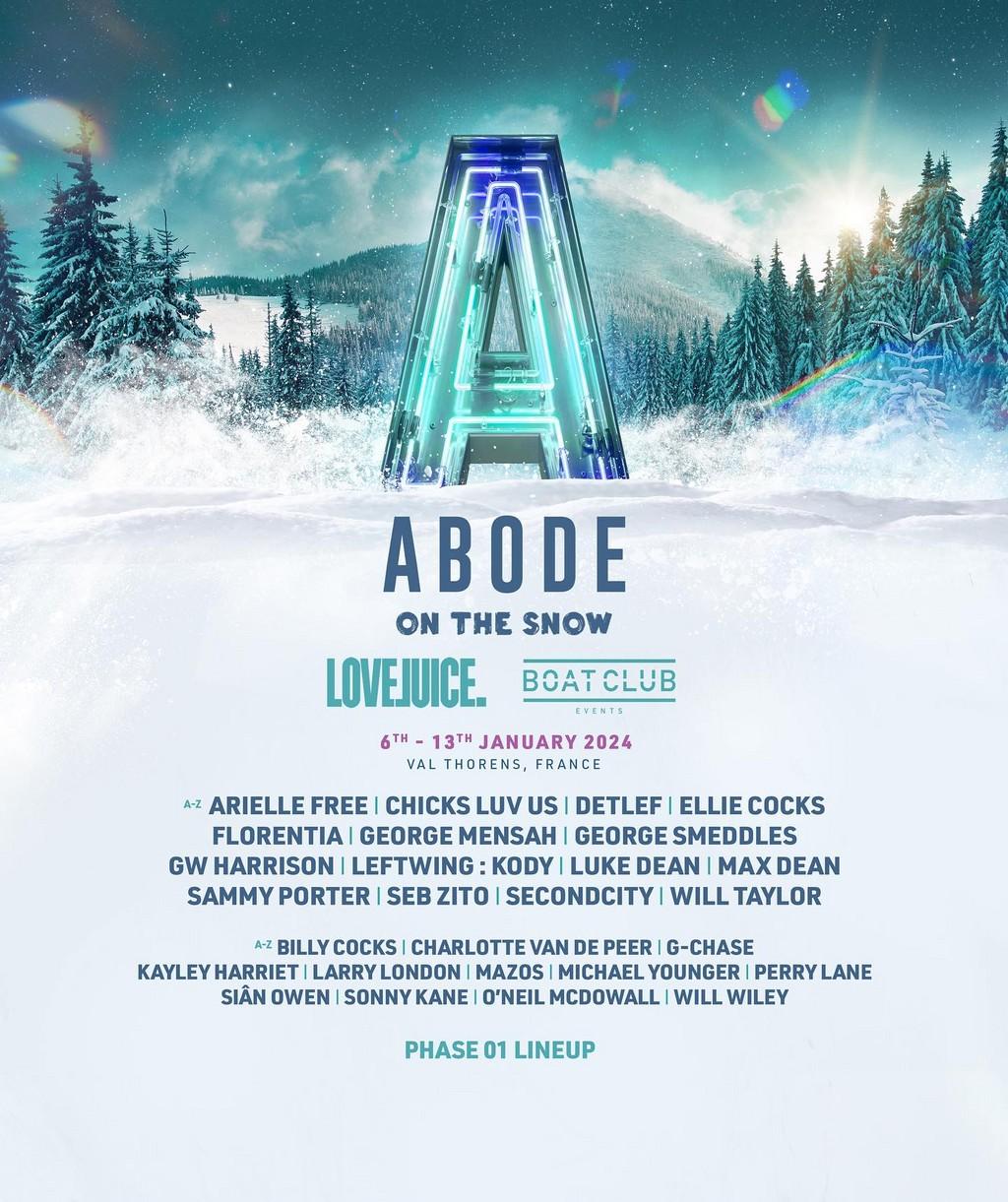 Lineup Poster ABODE On The Snow 2024