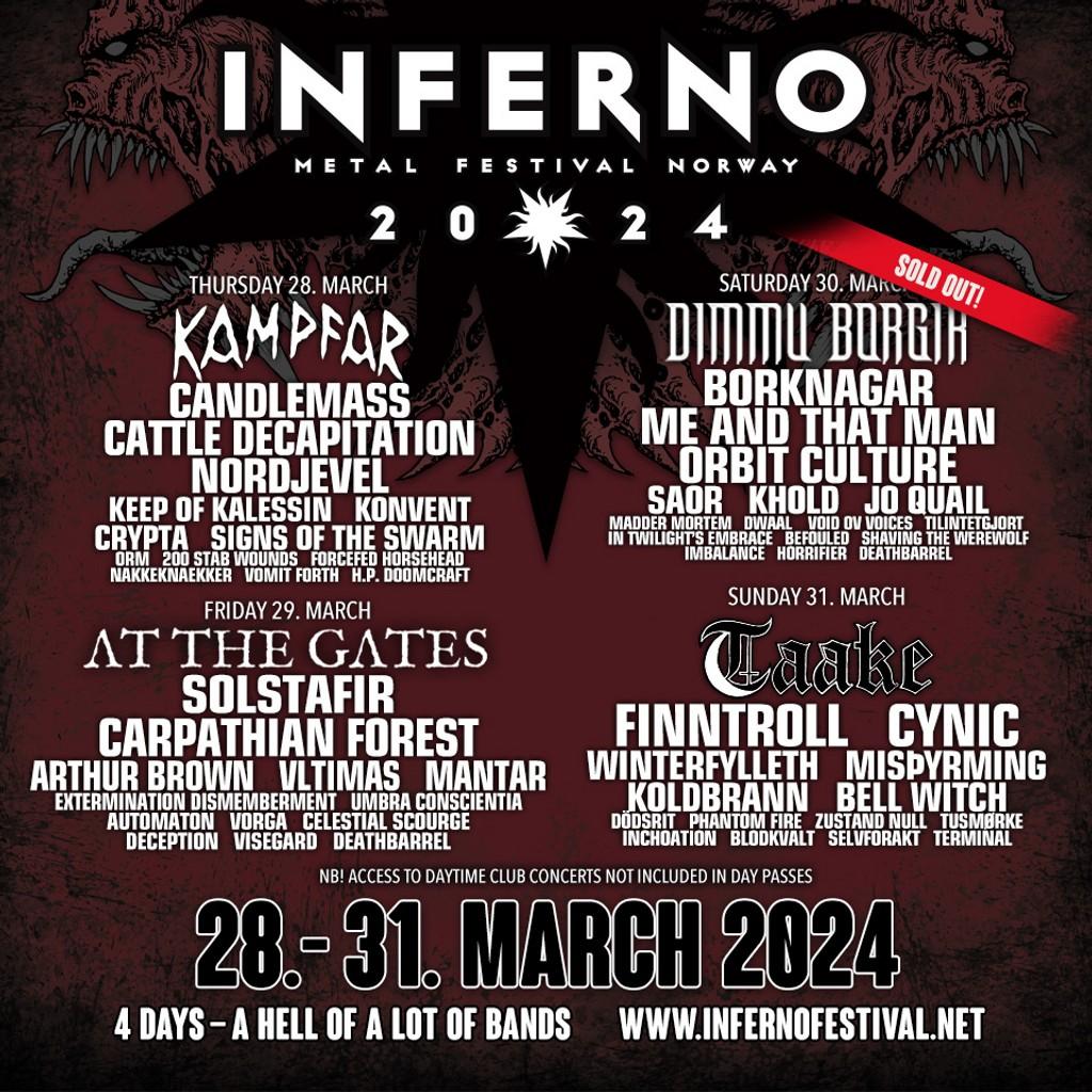 Lineup Poster Inferno Metal Festival 2024