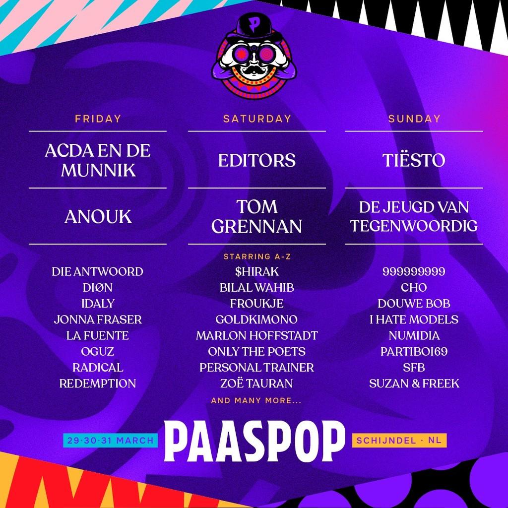 Lineup Poster Paaspop Festival 2024